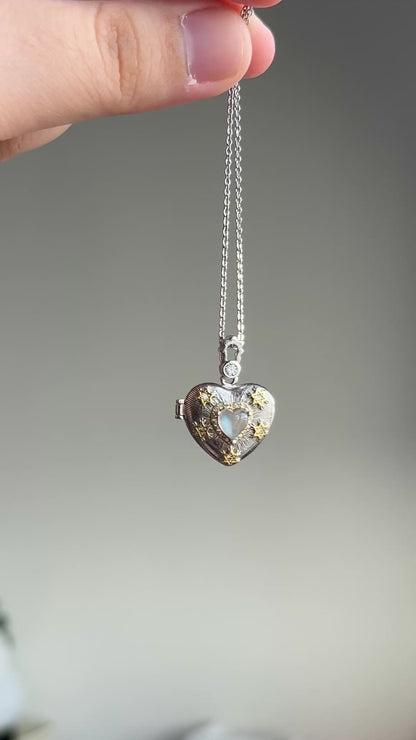 The Sun & The Moon Heart Lockets