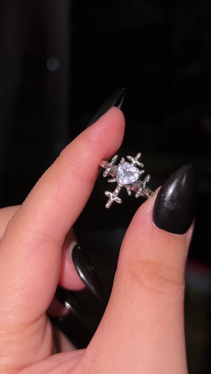 Faceted Heart Lavender MoonQuartz Ring