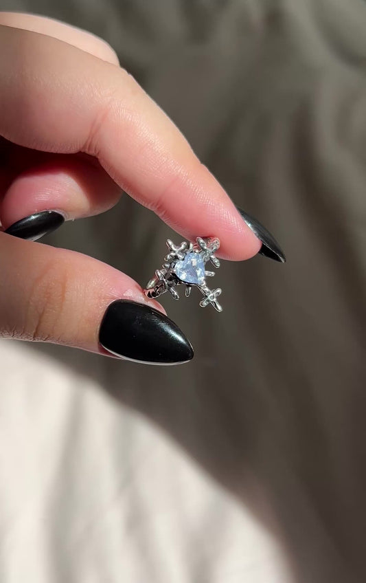 Faceted Heart Lavender MoonQuartz Ring