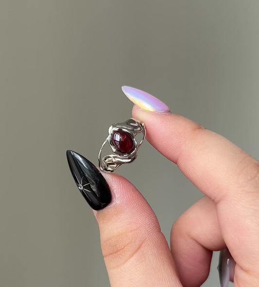 AA Dark Red Oval Garnet Ring