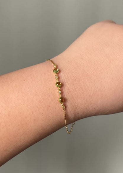 Peridot Gold Plated Bracelet