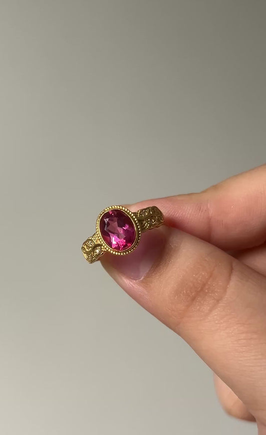 Pink Topaz in Gold Plated Sliver Ring