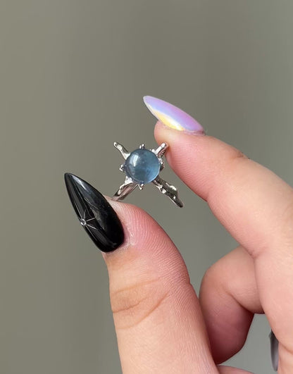 Intense Blue Round Aquamarine Ring