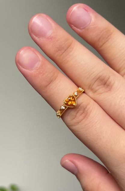 Citrine Heart Ring