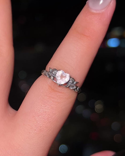 Rose Quartz Heart Cupid Ring